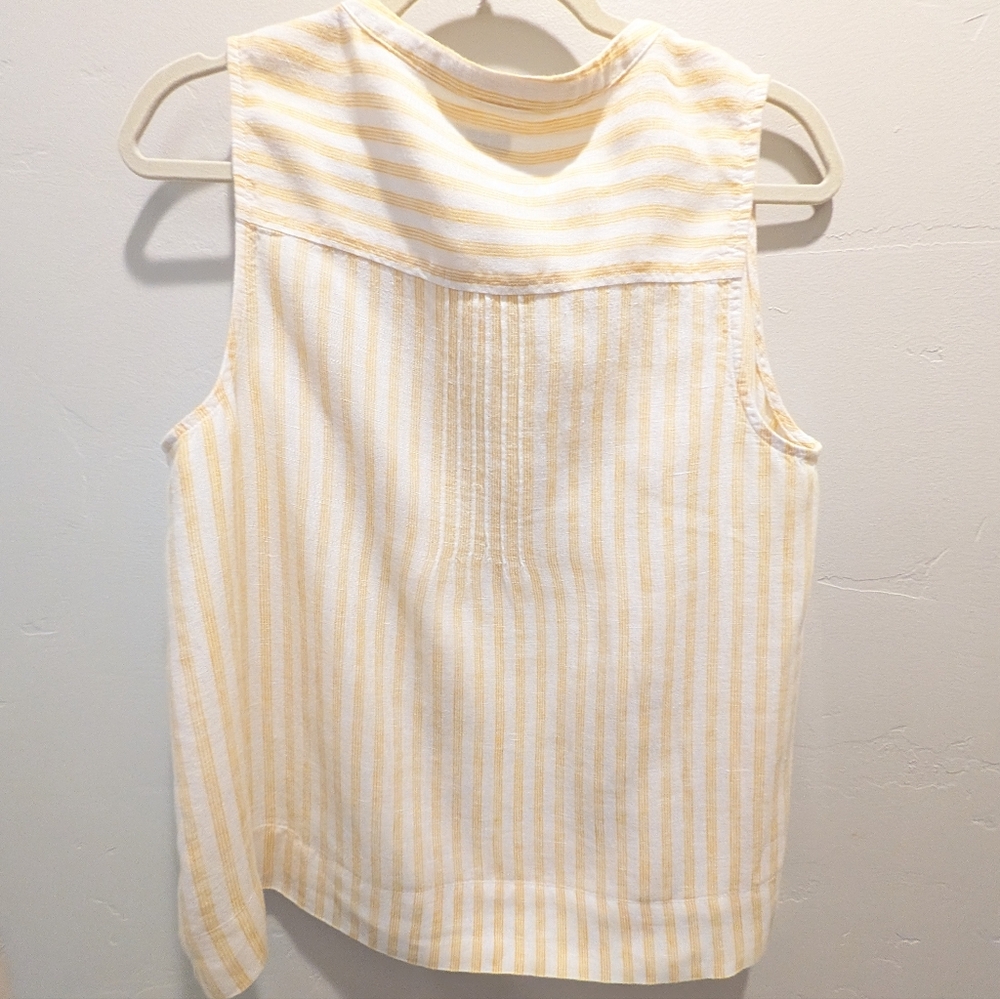 Faherty Isha Top Yellow Stripe Linen - Picture 5 of 8
